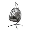 {Only Pick Up} Foldable Hanging Chair, Wicker Egg Chair With Stand For Outside, 300 LBS Capacity (Grey or Red)