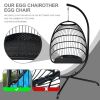 Swing Egg Chair with Stand Indoor Outdoor Wicker Rattan Patio Basket Hanging Chair with C Type bracket , with cushion and pillow(Banned from selling o