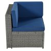 9 Piece Rattan Sectional Seating Group with Cushions and Ottoman, Patio Furniture Sets, Outdoor Wicker Sectional