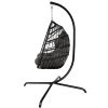 Swing Egg Chair with Stand Indoor Outdoor Wicker Rattan Patio Basket Hanging Chair with C Type bracket , with cushion and pillow(Banned from selling o