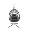 {Only Pick Up} Foldable Hanging Chair, Wicker Egg Chair With Stand For Outside, 300 LBS Capacity (Grey or Red)