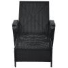 Outdoor patio pool PE rattan wicker chair wicker sun lounger, Adjustable backrest, beige cushion, Black wicker (2 sets)