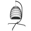 Swing Egg Chair with Stand Indoor Outdoor Wicker Rattan Patio Basket Hanging Chair with C Type bracket , with cushion and pillow(Banned from selling o