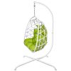 Swing Egg Chair with Stand Indoor Outdoor Wicker Rattan Patio Basket Hanging Chair with C Type bracket , with cushion and pillow(Banned from selling o