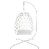 Swing Egg Chair with Stand Indoor Outdoor Wicker Rattan Patio Basket Hanging Chair with C Type bracket , with cushion and pillow(Banned from selling o