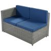 9 Piece Rattan Sectional Seating Group with Cushions and Ottoman, Patio Furniture Sets, Outdoor Wicker Sectional