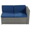 9 Piece Rattan Sectional Seating Group with Cushions and Ottoman, Patio Furniture Sets, Outdoor Wicker Sectional