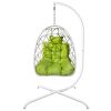 Swing Egg Chair with Stand Indoor Outdoor Wicker Rattan Patio Basket Hanging Chair with C Type bracket , with cushion and pillow(Banned from selling o