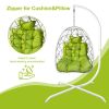 Swing Egg Chair with Stand Indoor Outdoor Wicker Rattan Patio Basket Hanging Chair with C Type bracket , with cushion and pillow(Banned from selling o